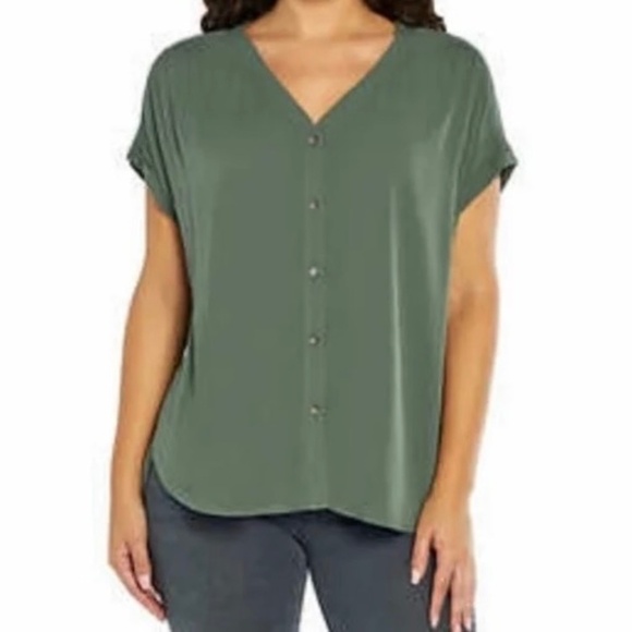 Orvis Tops - Orvis Blouse V-Neck, Button Front, Dolman Sleeve, Green, Crepe, Medium NWT